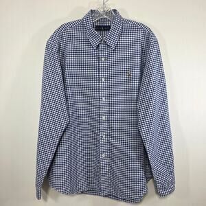 Polo Ralph Lauren Mens Button Down Blue White Gingham Shirt Size XL